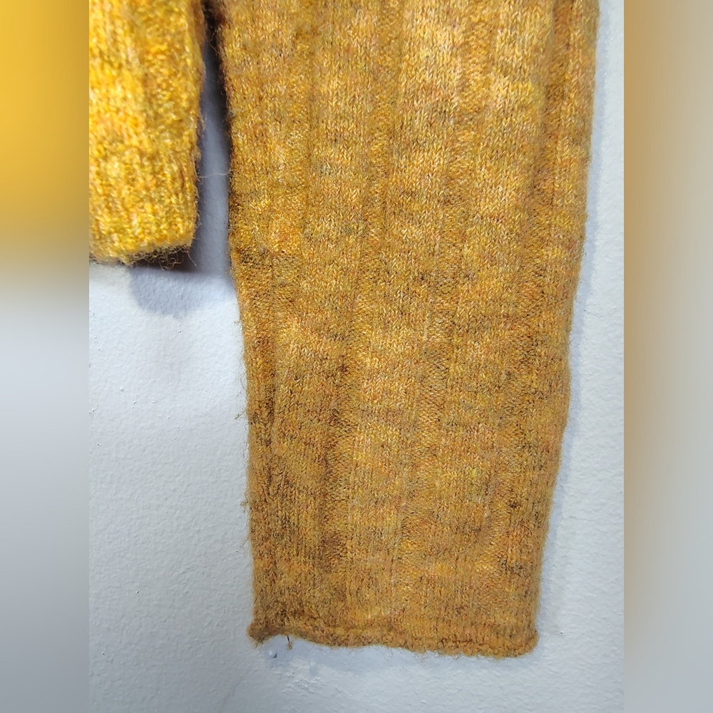 Madewell "Evercrest" Heather Mustard Mock Turtleneck Wool Blend Sweater Size M - Picture 5 of 9